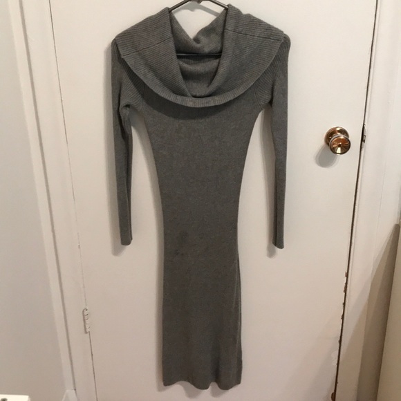 Gray turtleneck long sleeves dress - Picture 1 of 4